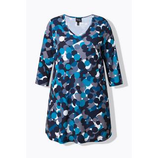 Ulla Popken Maglia lunga dal taglio svasato con pallini scollo a V maniche a 3/4  