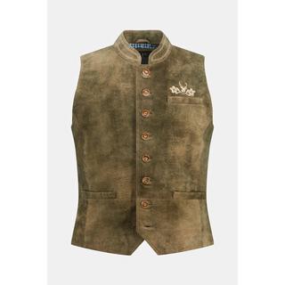 JP1880  Gilet in tradizionale stile Tracht di pelle scamosciata di capra con colletto alto 