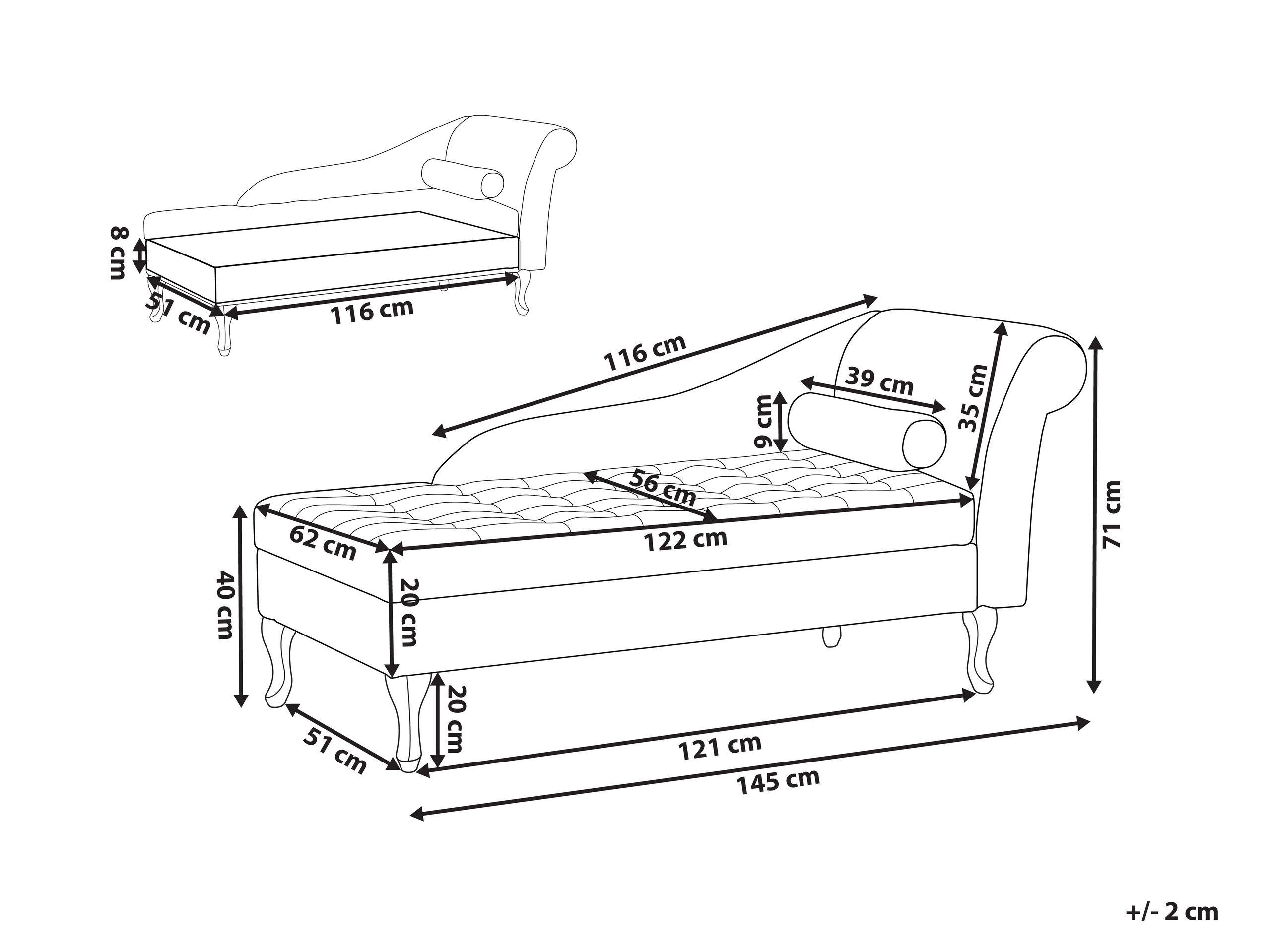 Beliani Chaise longue versione destra en Velluto Retrò PESSAC  