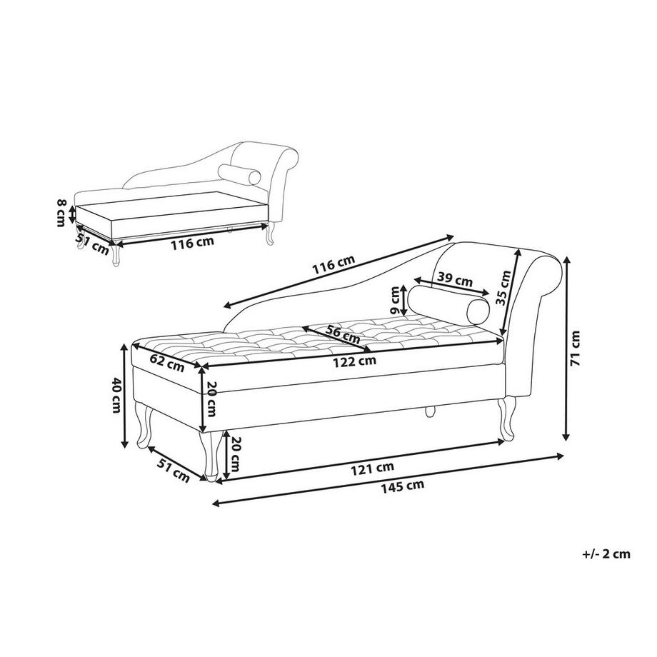 Beliani Rechtsseitige Chaiselongue aus Samtstoff  PESSAC  