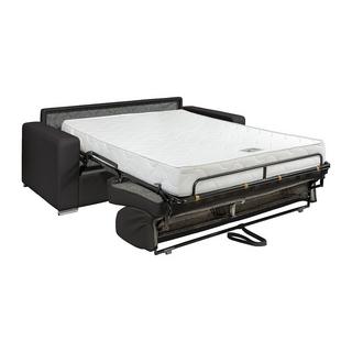 LINEA SOFA Schlafsofa 3-Sitzer Kunstleder - Schwarz - Liegefläche: 140 cm - Matratzenhöhe: 16 cm - CALITO mit Memory Schaum  