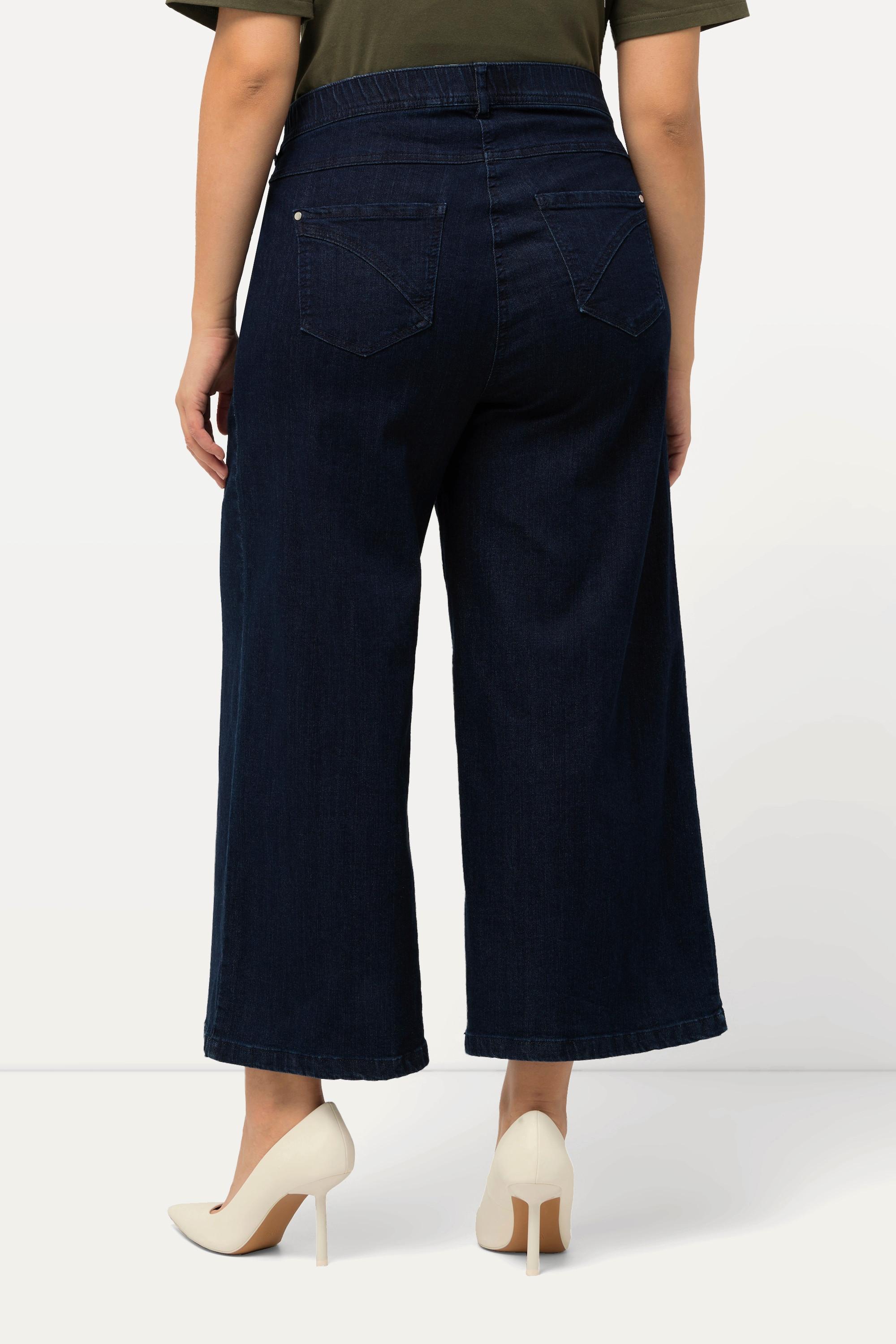 Ulla Popken  Culottes di jeans con taglio della gamba ampio e lungo fino al polpaccio 