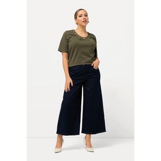 Ulla Popken  Culottes di jeans con taglio della gamba ampio e lungo fino al polpaccio 