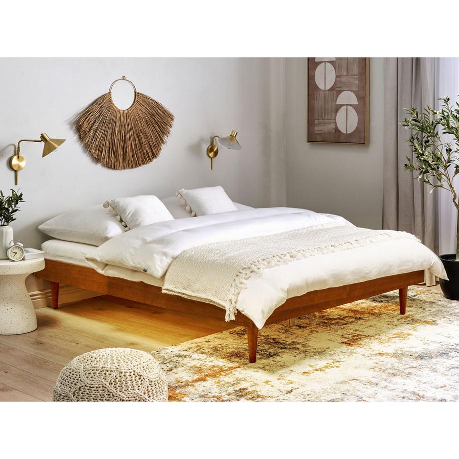 Beliani Lit avec LED en MDF Rustique TOUCY  