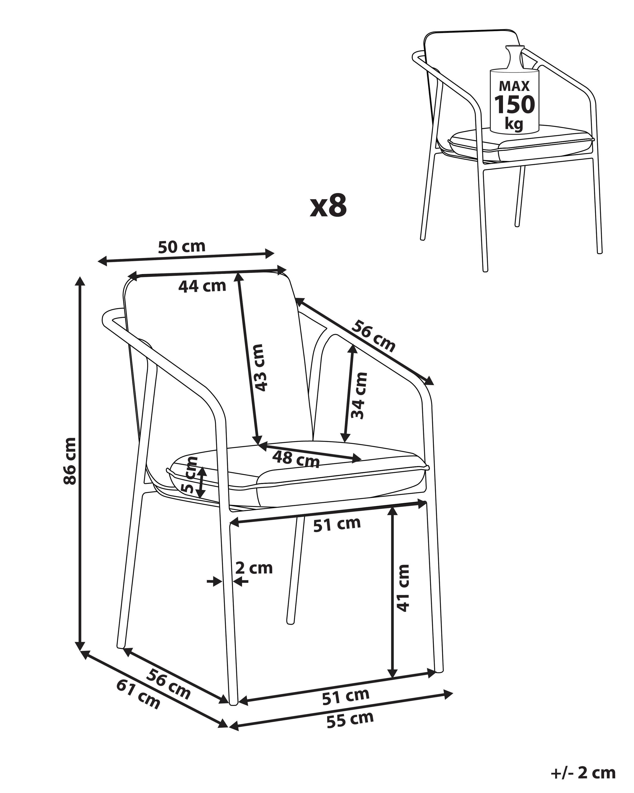 Beliani Set mit 8 Stühlen und Sitzkissen aus Aluminium Minimalistisch ASCIANO  
