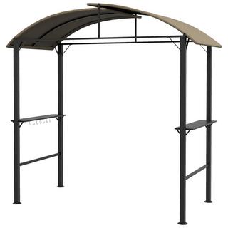 Northio Bbq Grill Pavilion 1,1 X 2,3 M Tonnelle De Jardin Résistante Aux Intempéries Avec Toit En Polyester, Étagères Latérales, Pour Grills Jusqu'À 100 Cm, Acier, Kaki  