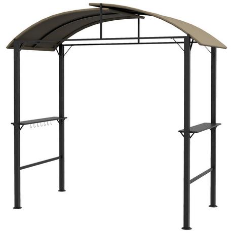 Northio Bbq Grill Pavilion 1,1 X 2,3 M Tonnelle De Jardin Résistante Aux Intempéries Avec Toit En Polyester, Étagères Latérales, Pour Grills Jusqu'À 100 Cm, Acier, Kaki  