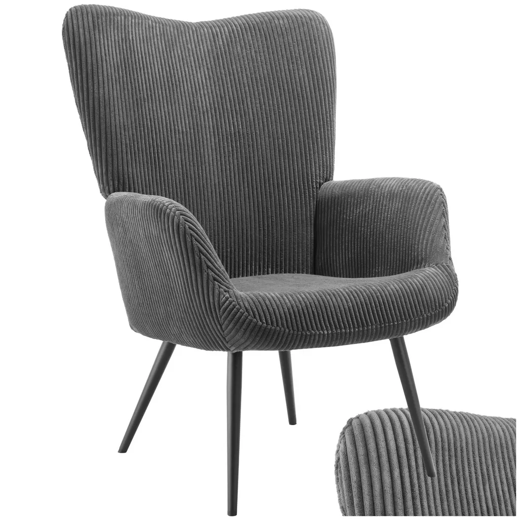 Tectake - Fauteuil HYGGE rembourré, 72 x 76 cm, Noir