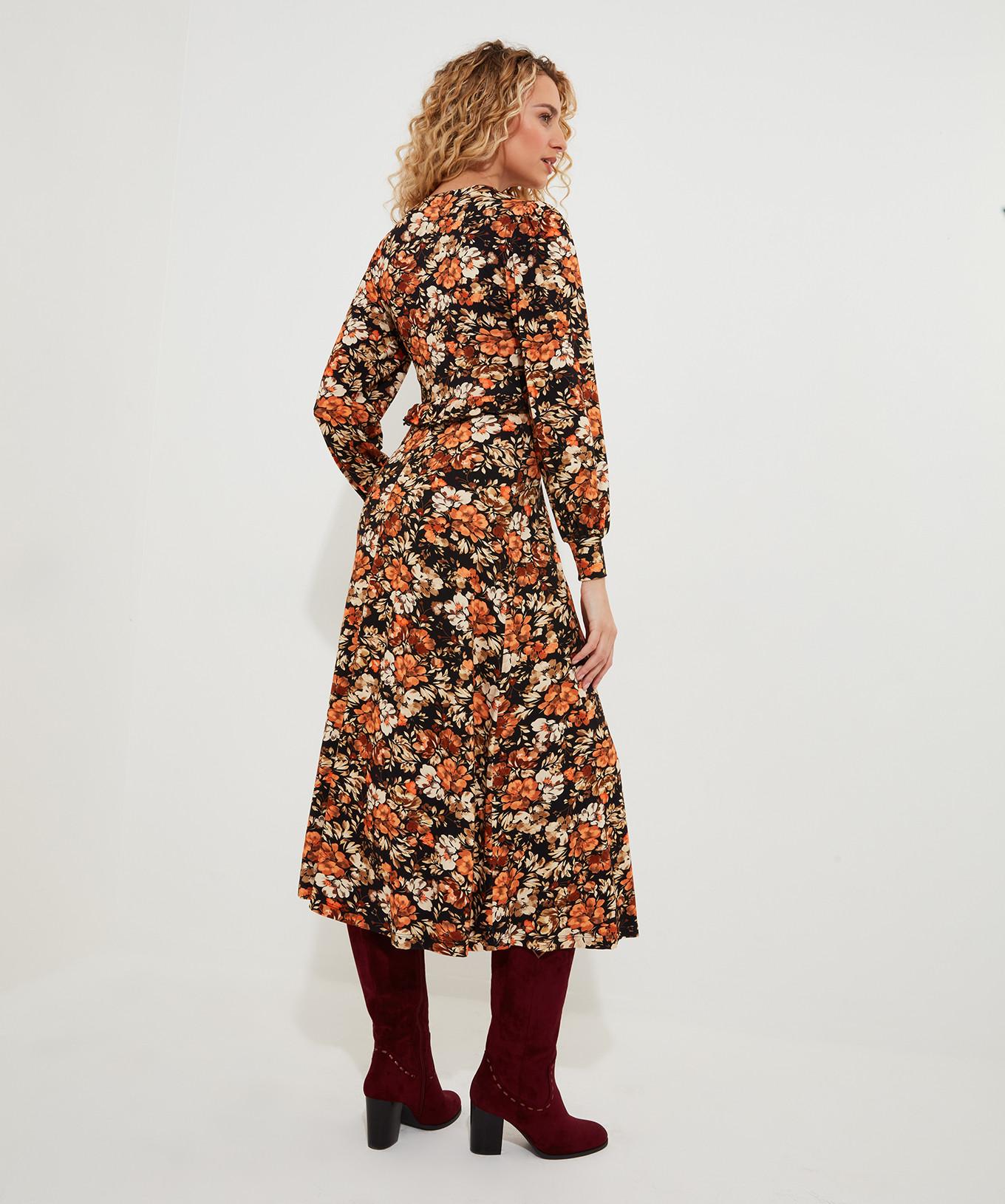 Joe Browns  Robe Midi Col V Florale Automnale 