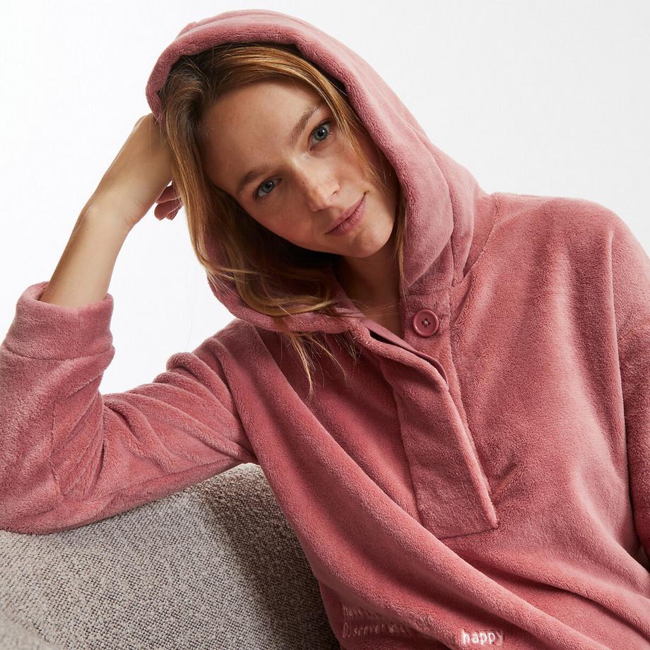 SO'HOME Pyjama mit Kapuze und Knopfleiste  