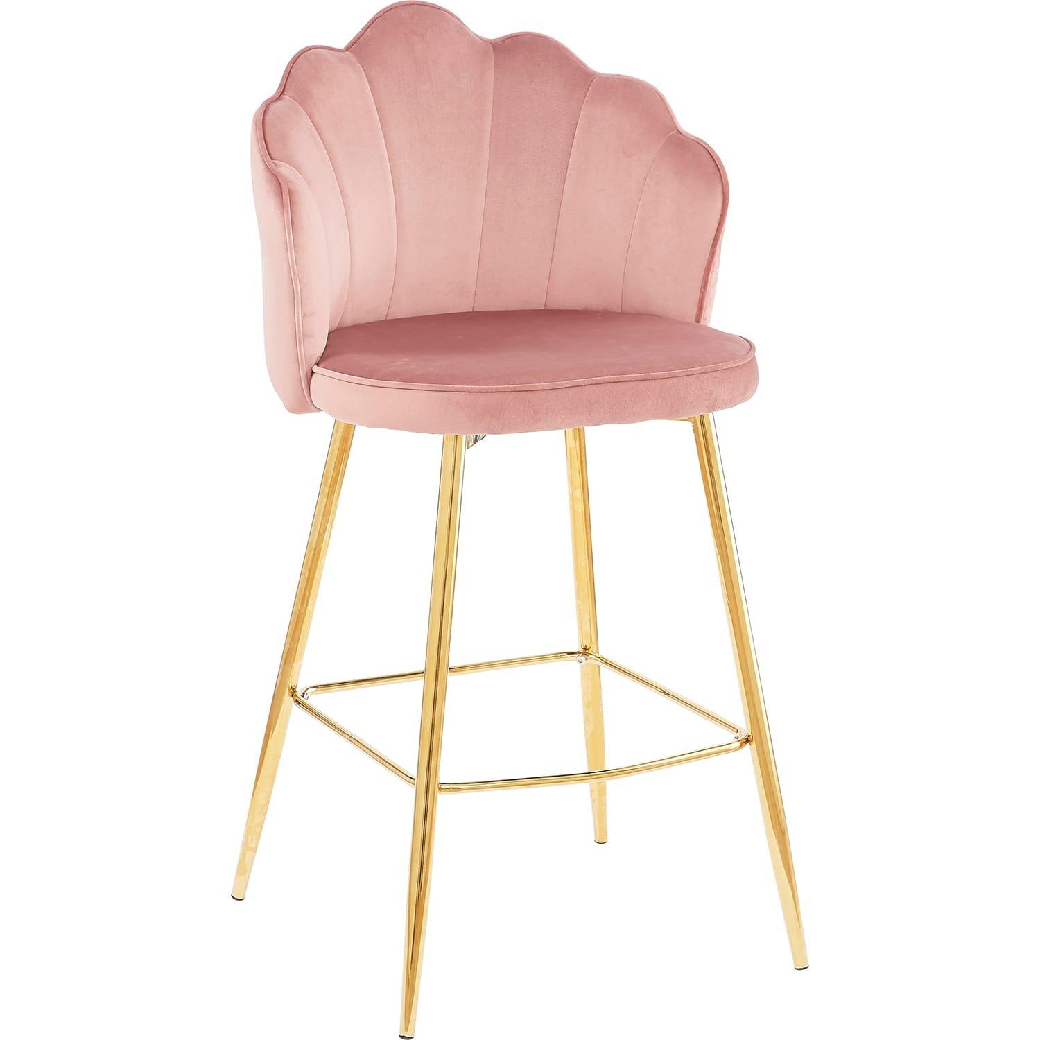 mutoni Tabouret de bar en velours rose (série de 2)  