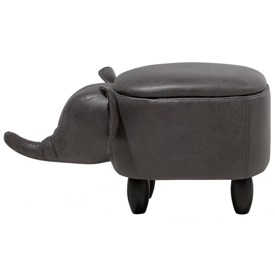 Beliani Tabouret de rangement animal en Cuir PU Rustique ELEPHANT  