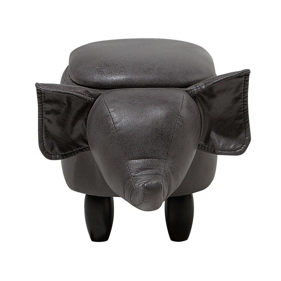 Beliani Tabouret de rangement animal en Cuir PU Rustique ELEPHANT  