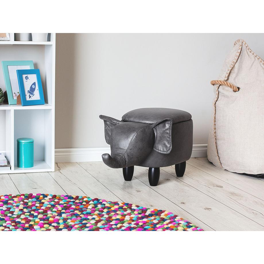Beliani Tabouret de rangement animal en Cuir PU Rustique ELEPHANT  