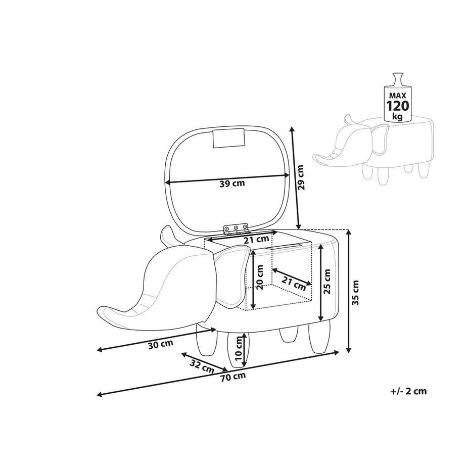 Beliani Tabouret de rangement animal en Cuir PU Rustique ELEPHANT  