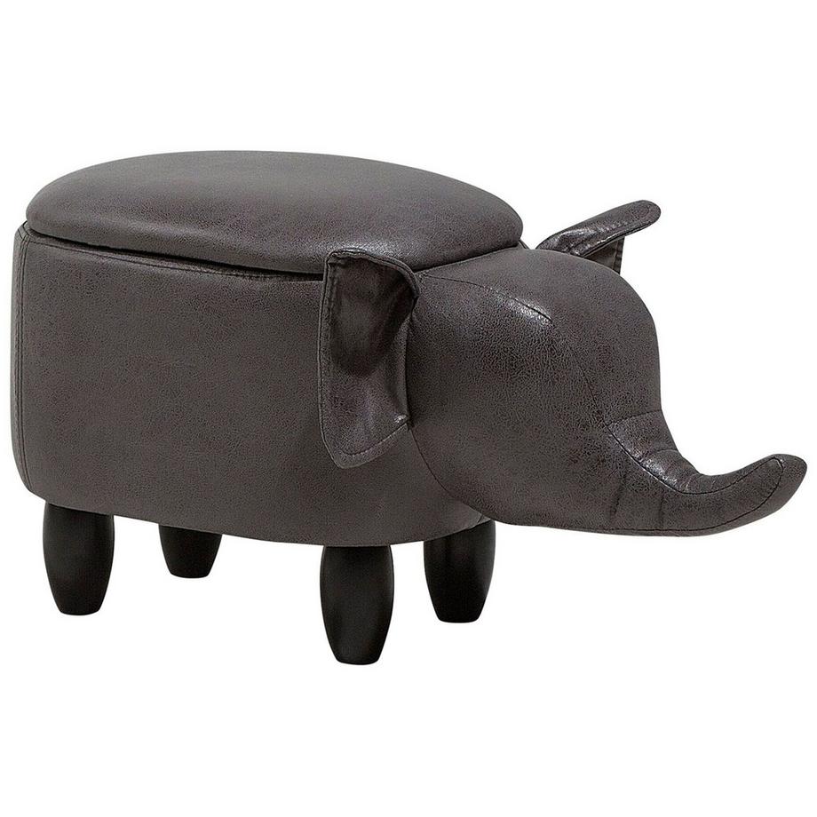 Beliani Tabouret de rangement animal en Cuir PU Rustique ELEPHANT  