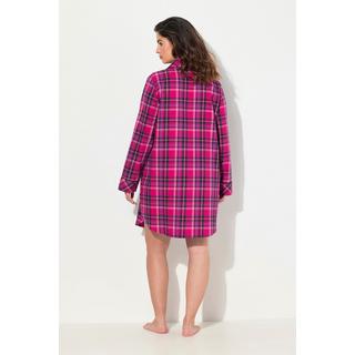 Ulla Popken  Chemise de nuit en flanelle, motif à carreaux, col à revers, manches longues 