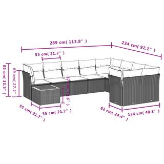 VidaXL Ensemble de canapés de jardin rotin synthétique  