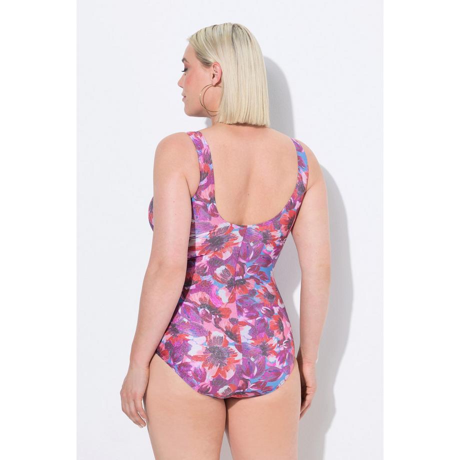 Ulla Popken Costume da bagno con coppe morbide e fiori brillanti  