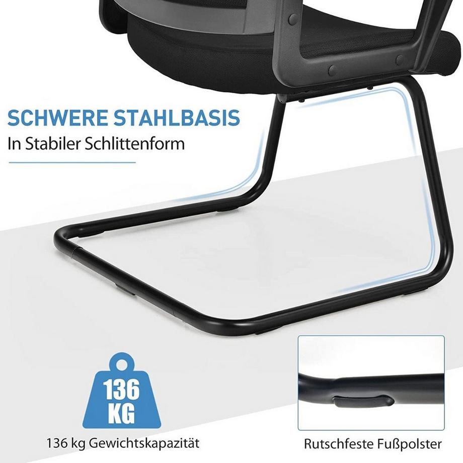 Northix Chaise de bureau en maille avec dossier pouvant supporter jusqu'à 136 kg 60 x 54,5 x 94 cm noir  