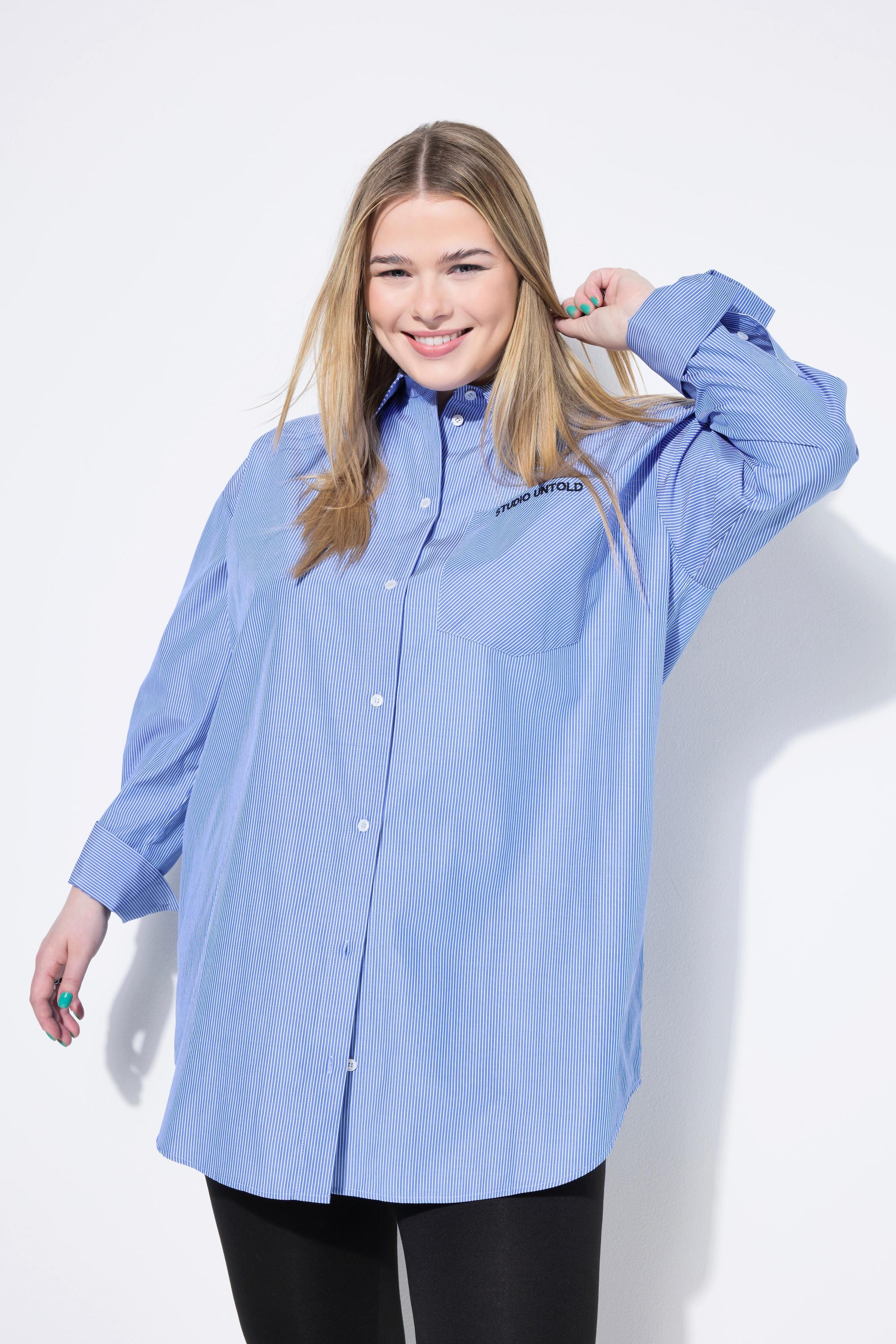 Studio Untold Chemisier oversize rayé avec poche brodée  