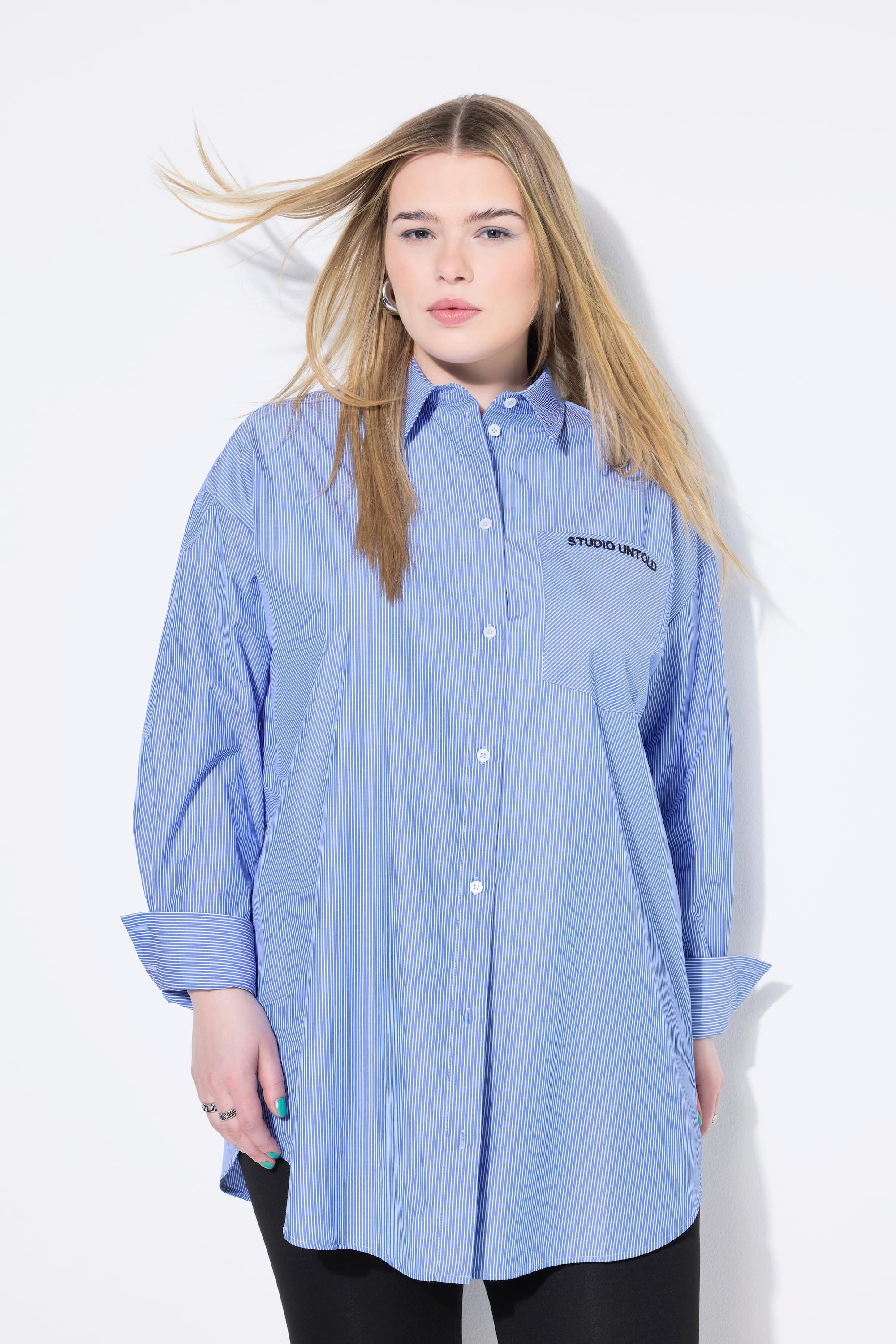 Studio Untold Chemisier oversize rayé avec poche brodée  