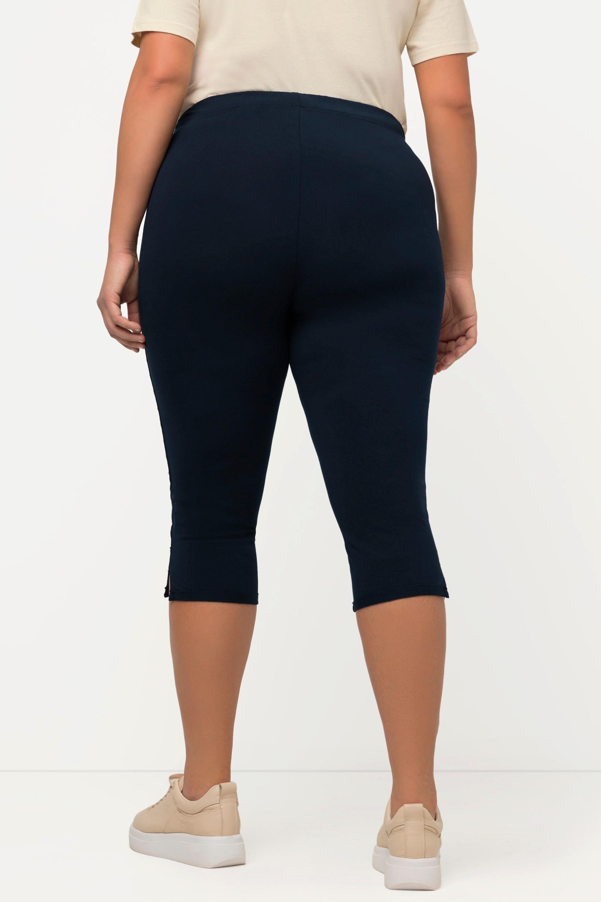 Ulla Popken  Capri-Leggings, seitliches Spitzenband, Biobaumwolle 