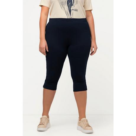 Ulla Popken  Capri-Leggings, seitliches Spitzenband, Biobaumwolle 