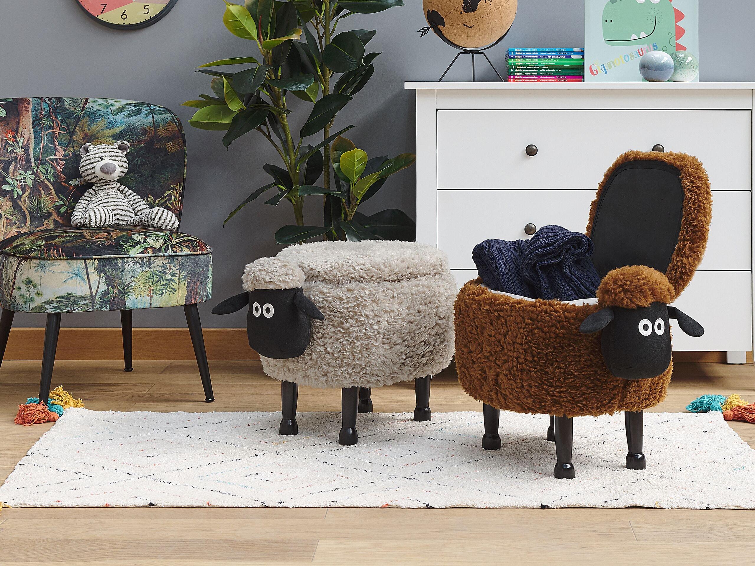 Beliani Hocker mit Stauraum aus Polyester Modern SHEEP  