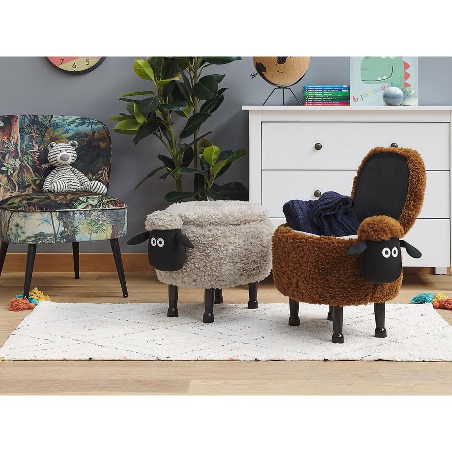Beliani Tabouret de rangement animal en Tissu Moderne SHEEP  