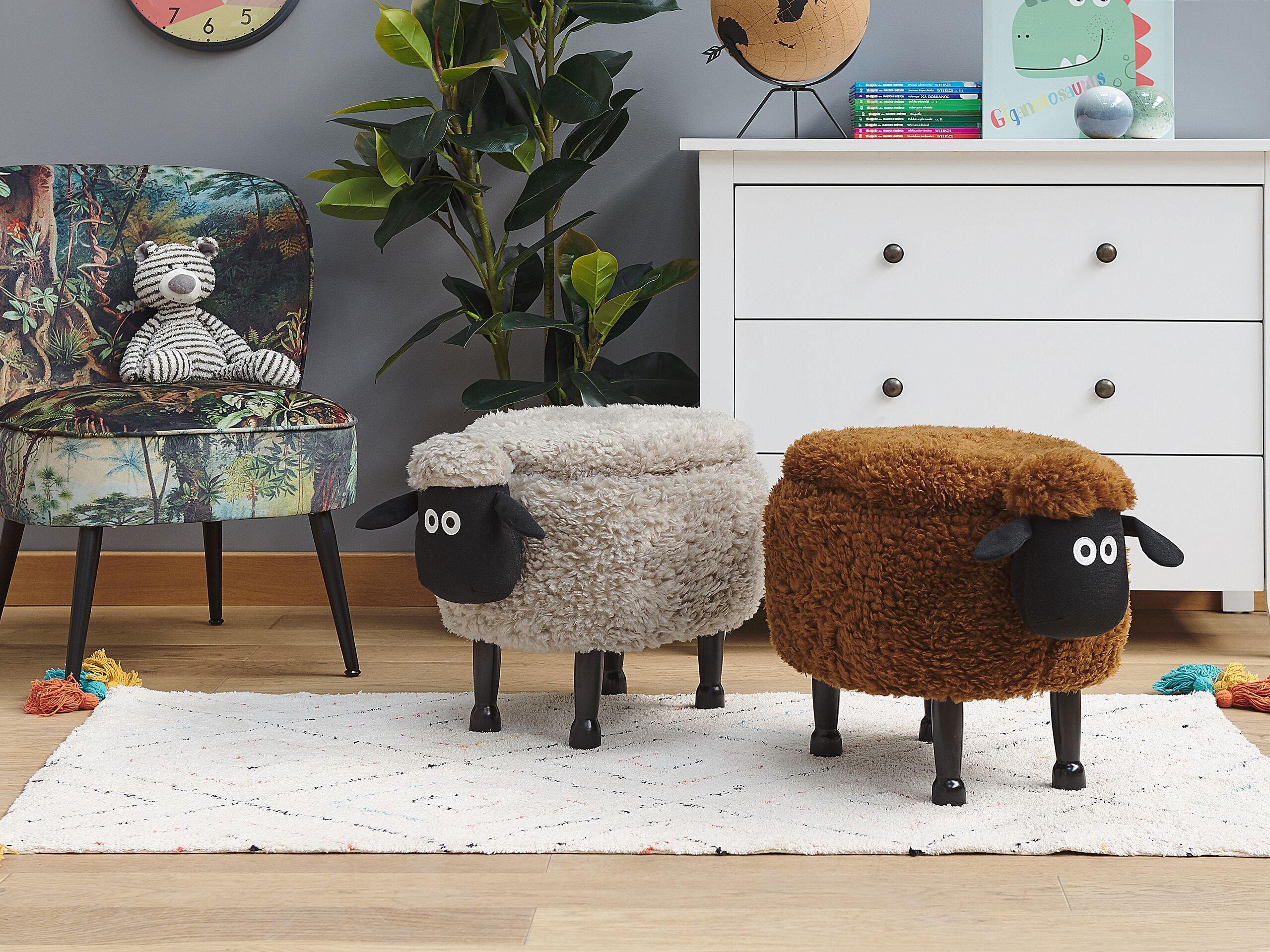 Beliani Hocker mit Stauraum aus Polyester Modern SHEEP  