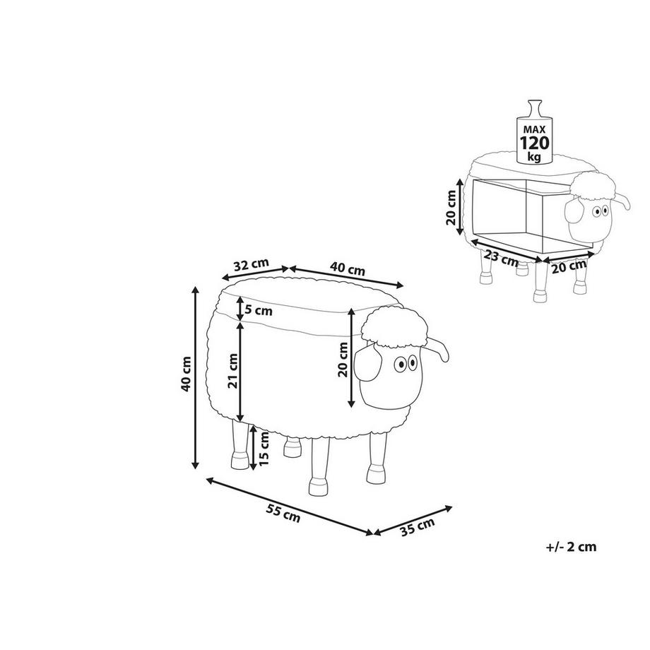Beliani Tabouret de rangement animal en Tissu Moderne SHEEP  