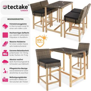 Tectake Table de bar en rotin Kutina avec 4 chaises Latina  
