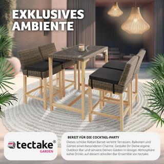 Tectake Table de bar en rotin Kutina avec 4 chaises Latina  