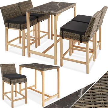 Table de bar en rotin Kutina avec 4 chaises Latina