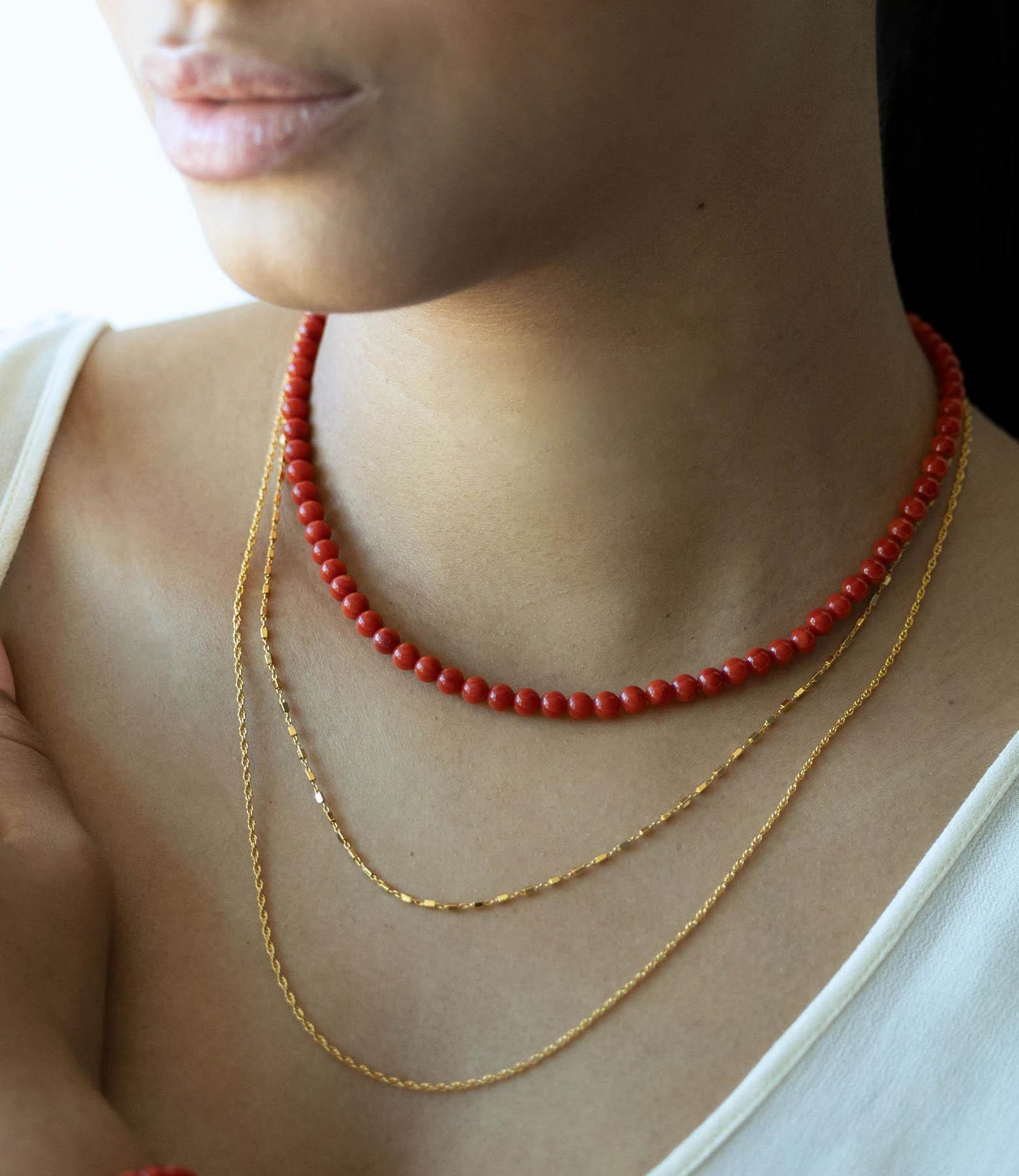 PHANTASYA  Korallen Synthetisch Kette 2259 Rhodiniert 