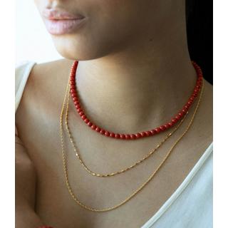 PHANTASYA  Korallen Synthetisch Kette 2259 Rhodiniert 