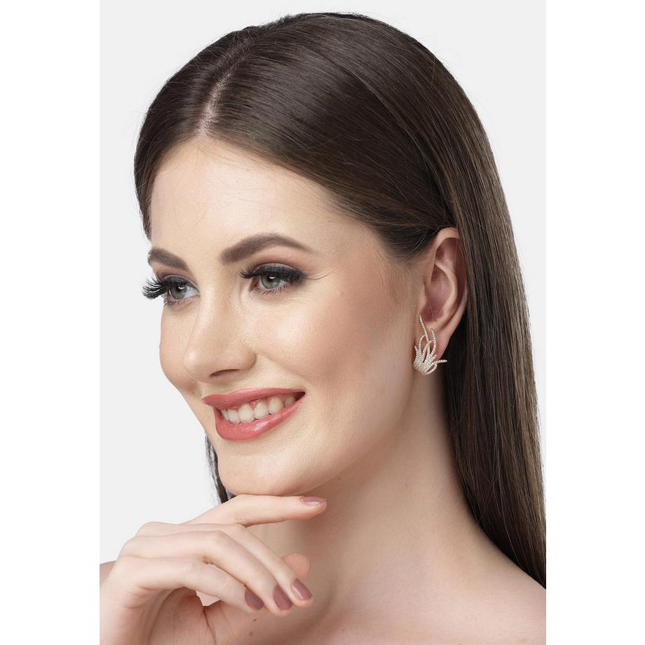 AVANT-GARDE PARIS  Collection Diva Boucles d'oreilles stud herbe en zirconia 