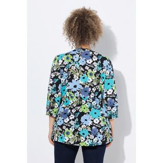Ulla Popken Bluse Blüten A-Linie V-Ausschnitt 3/4-Arm  