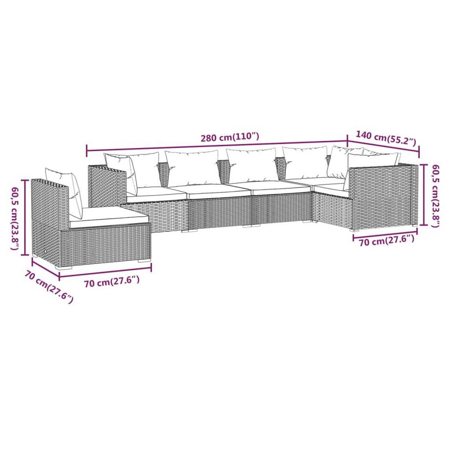 VidaXL Garten-lounge-set poly-rattan  