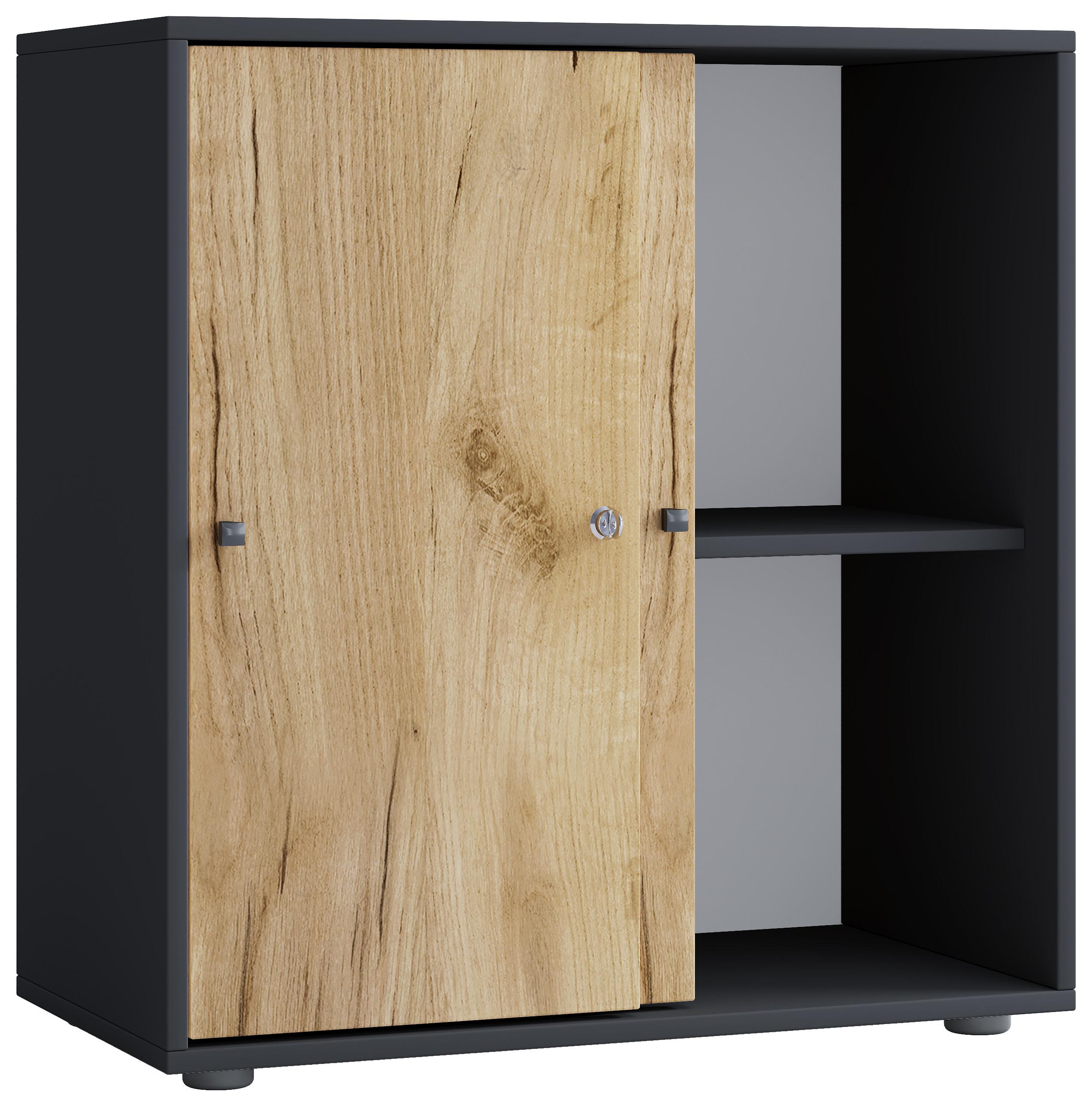 VCM Büroschrank mit 2 Fächern | moderner Aktenschrank mit Schiebetüren | Maße ca. B. 70 x  H. 73 x T. 37 cm – Lona 2-Fach  