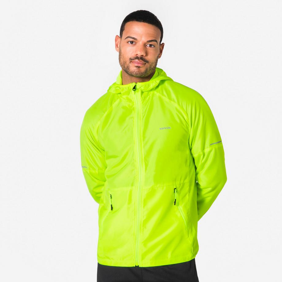 Windjacke mit Tagesreflektoren , Kiprun Run Core PPE, neongelb
