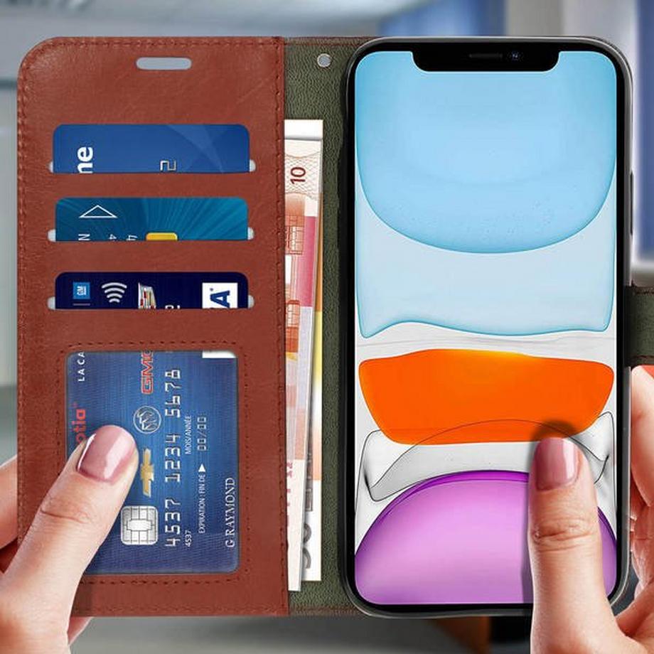 Avizar  Housse iPhone 11 à rabat Marron 