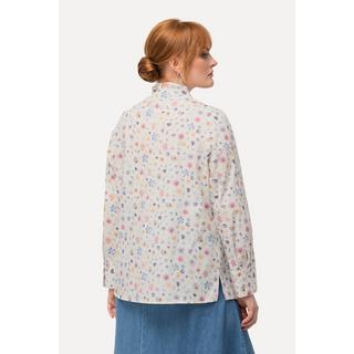 Ulla Popken  Blusa con fiori, scollo montante e maniche lunghe 