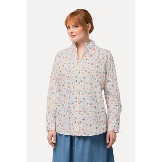 Ulla Popken  Blusa con fiori, scollo montante e maniche lunghe 