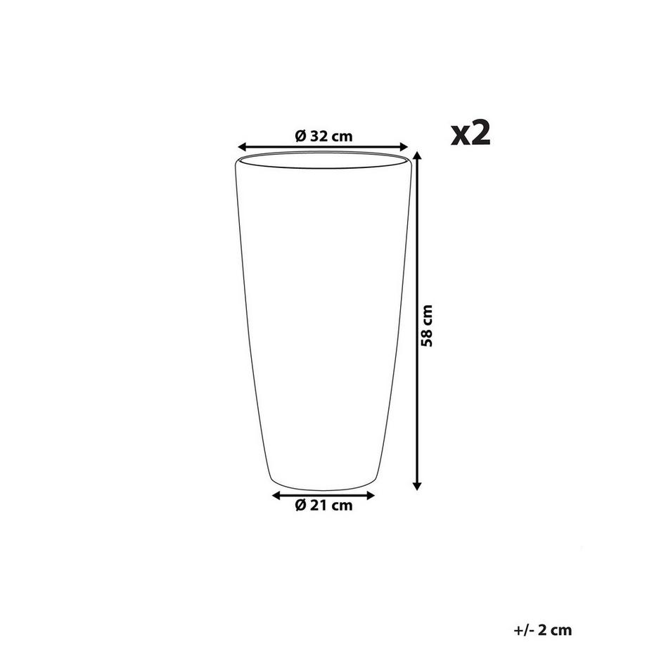 Beliani Lot de 2 pots de fleurs en Fibre d'argile  TSERIA  