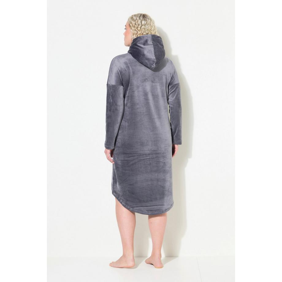 Ulla Popken Robe d'intérieur Velours Capuche Manches Longues  