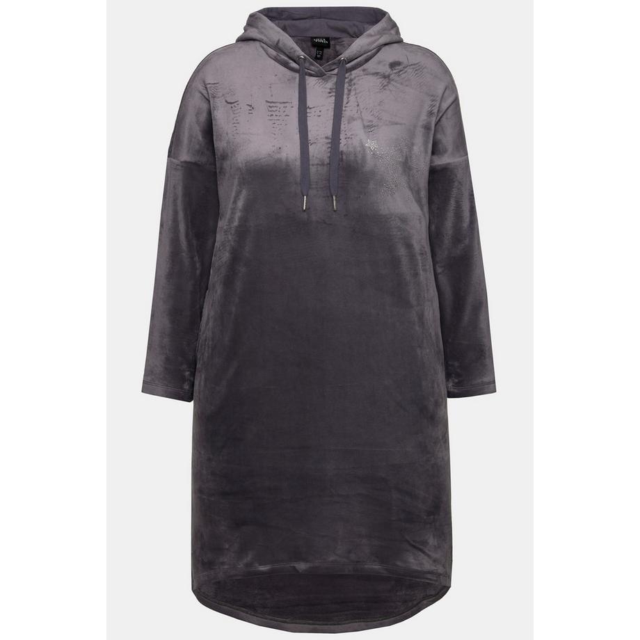 Ulla Popken Robe d'intérieur Velours Capuche Manches Longues  