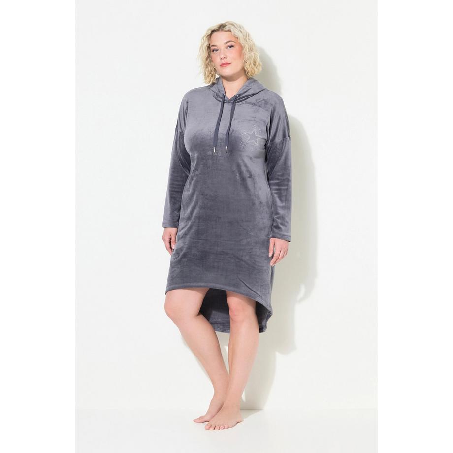 Ulla Popken Robe d'intérieur Velours Capuche Manches Longues  