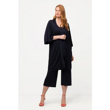 Kimono di piqué fluente con collo alto e mezze maniche